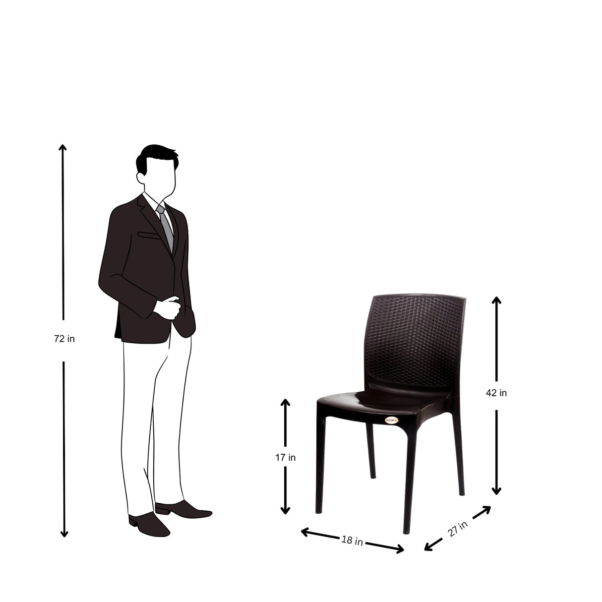 Settle Grandeur Armless Plastic Chair - Brown_4