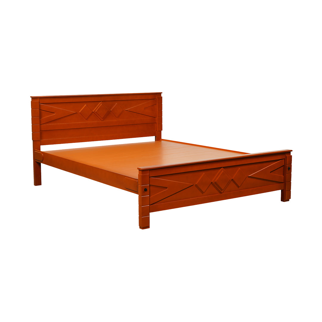 Settle Hayes Wooden Bed Queen Size - Teak Finish_1
