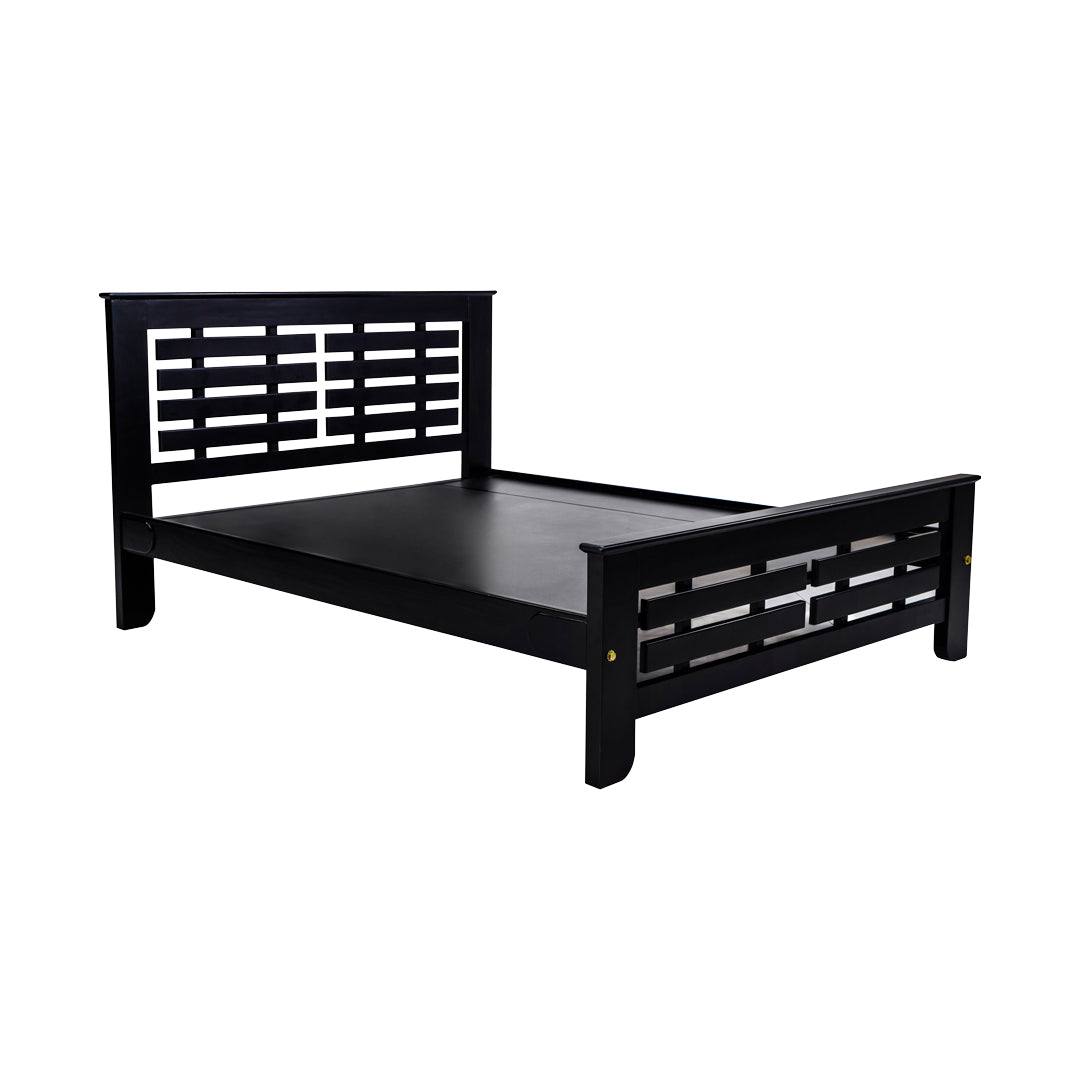 Settle Houston Elite Wooden Bed Queen Size - Dark Walnut Finish_1
