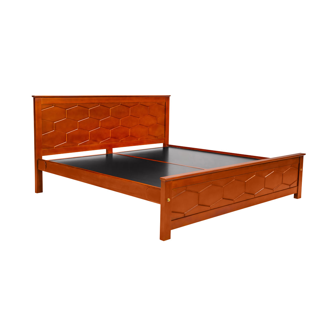 Settle Lincoln Wooden Bed King Size - Teak Finish_1