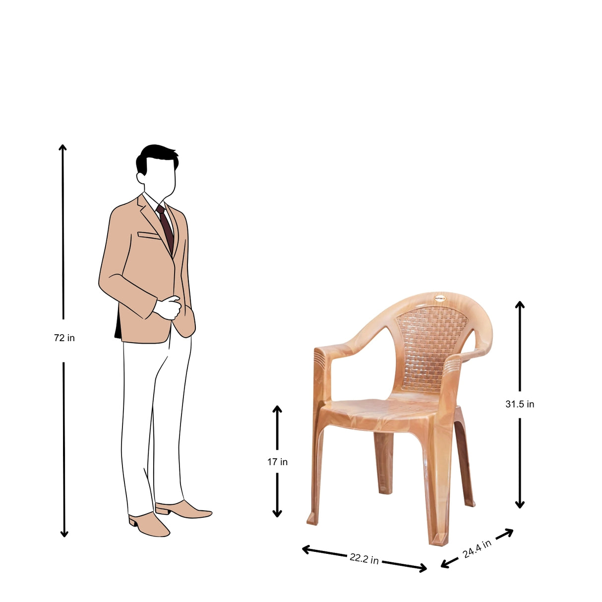 Settle Lite Arm Plastic Chair - Rosewood_4