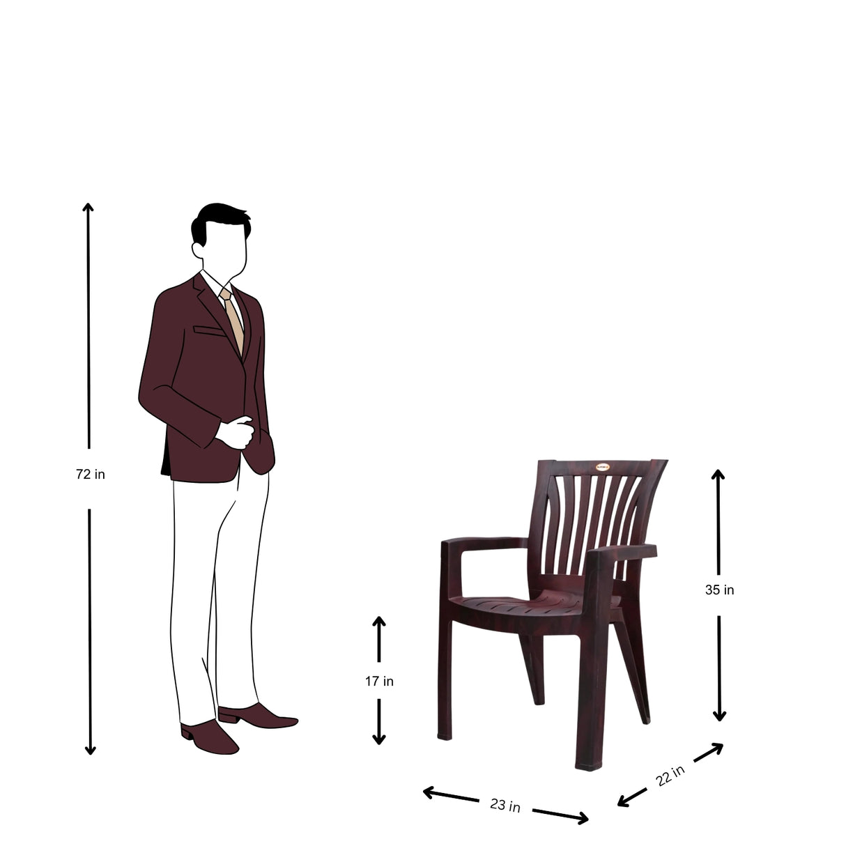 Settle Majestic Arm Plastic Chair - Rosewood_5