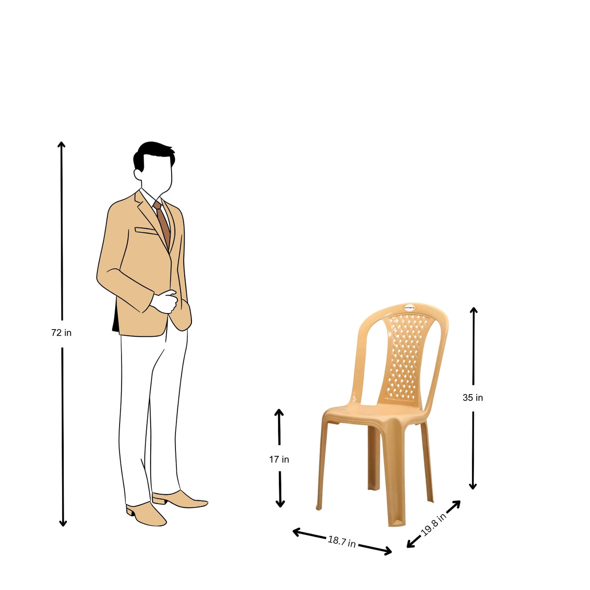 Settle Neo Armless Plastic Chair - Beige_5