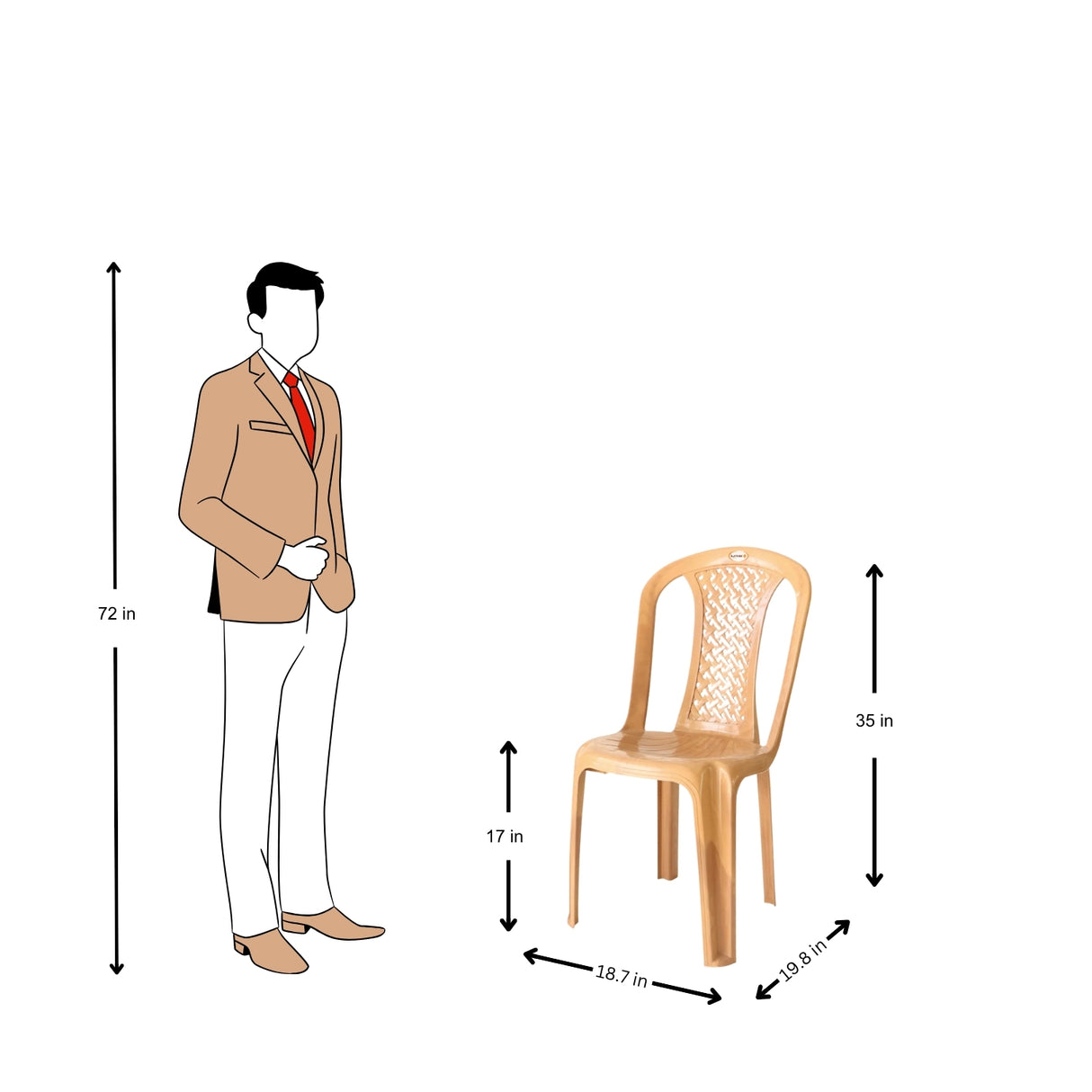 Settle Neo Comfort Armless Plastic Chair - Teakwood_3