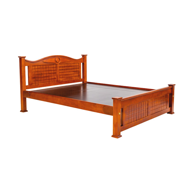 Settle Sofia Stylish Wooden Bed Queen Size - Teak Finish_1