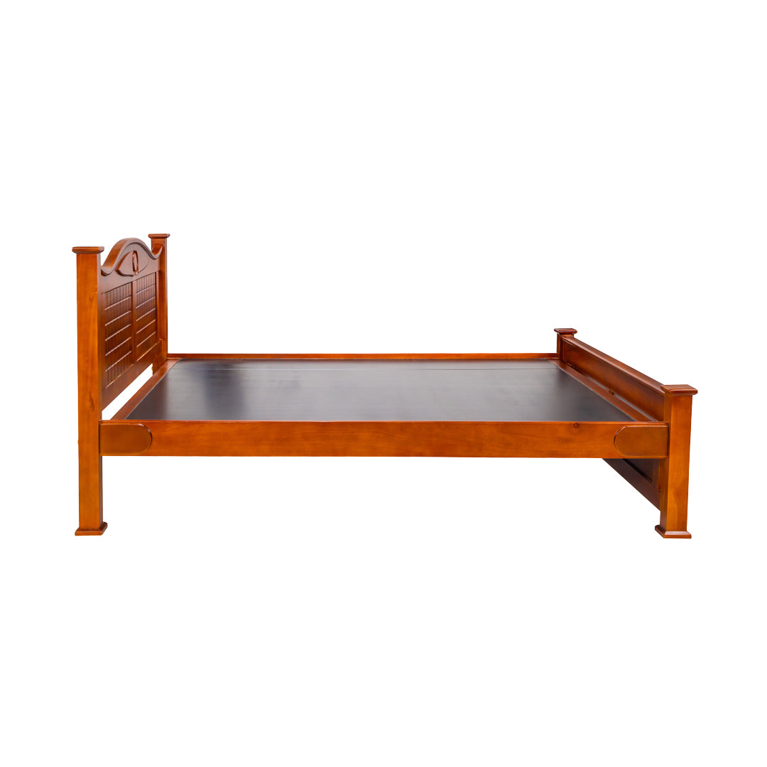 Settle Sofia Stylish Wooden Bed Queen Size - Teak Finish_3
