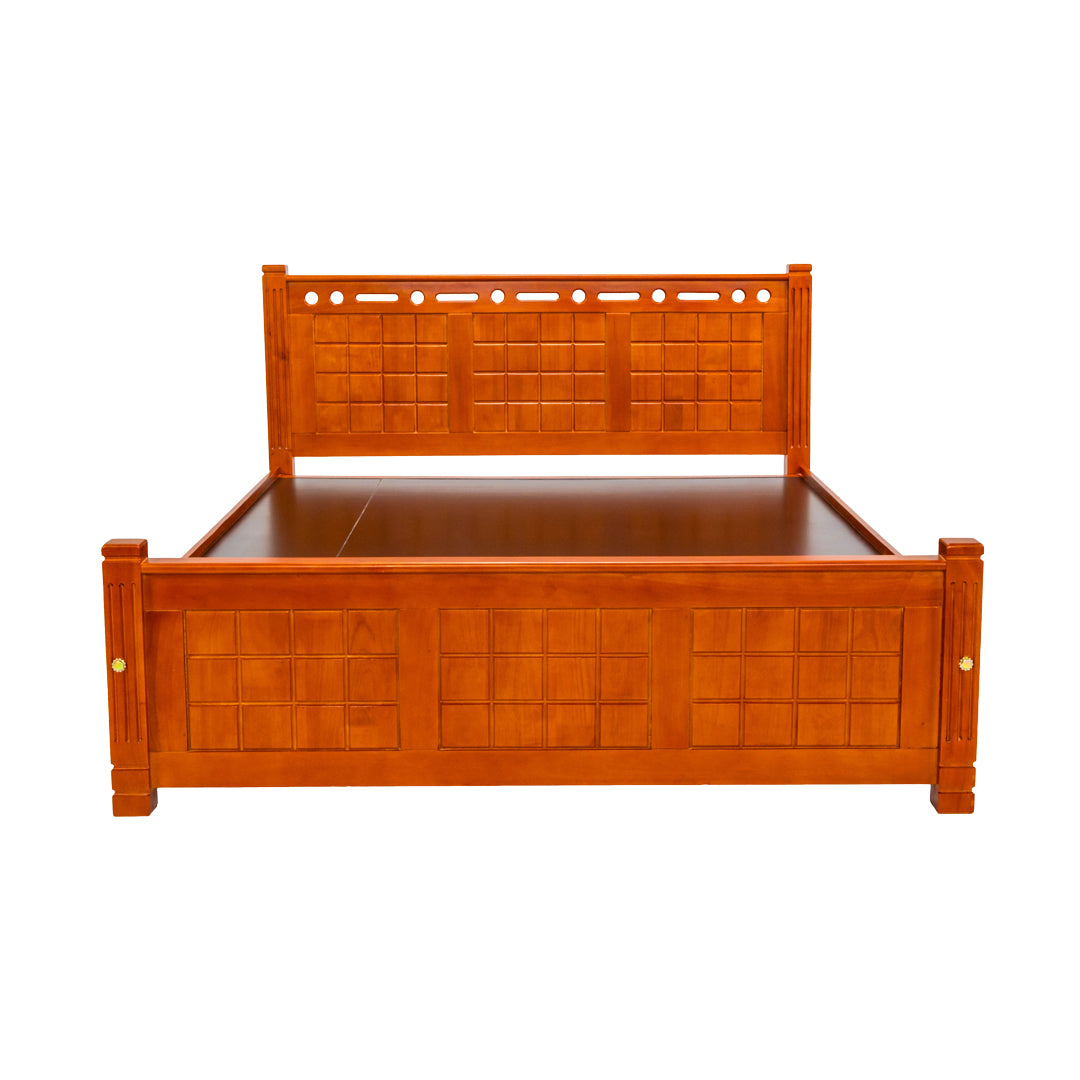 Settle York Grand Wooden Bed Queen Size - Teak Finish_2