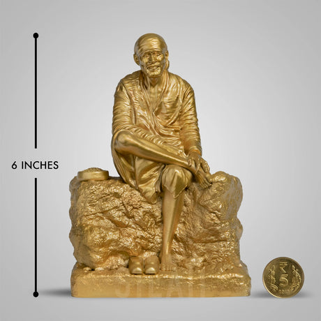Shirdi Sai Baba Idol 6 In  Sculpture - Gold