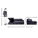 Oslo Pro Modern Fabric Sofa Cum Bed - Dark Grey