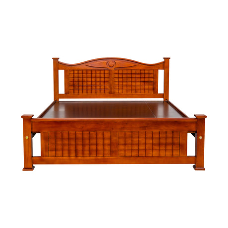 Settle Sofia Stylish Wooden Bed Queen Size - Teak Finish