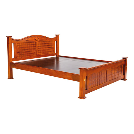 Sofia Pro Stylish Wooden Bed Queen Size - Teak Finish