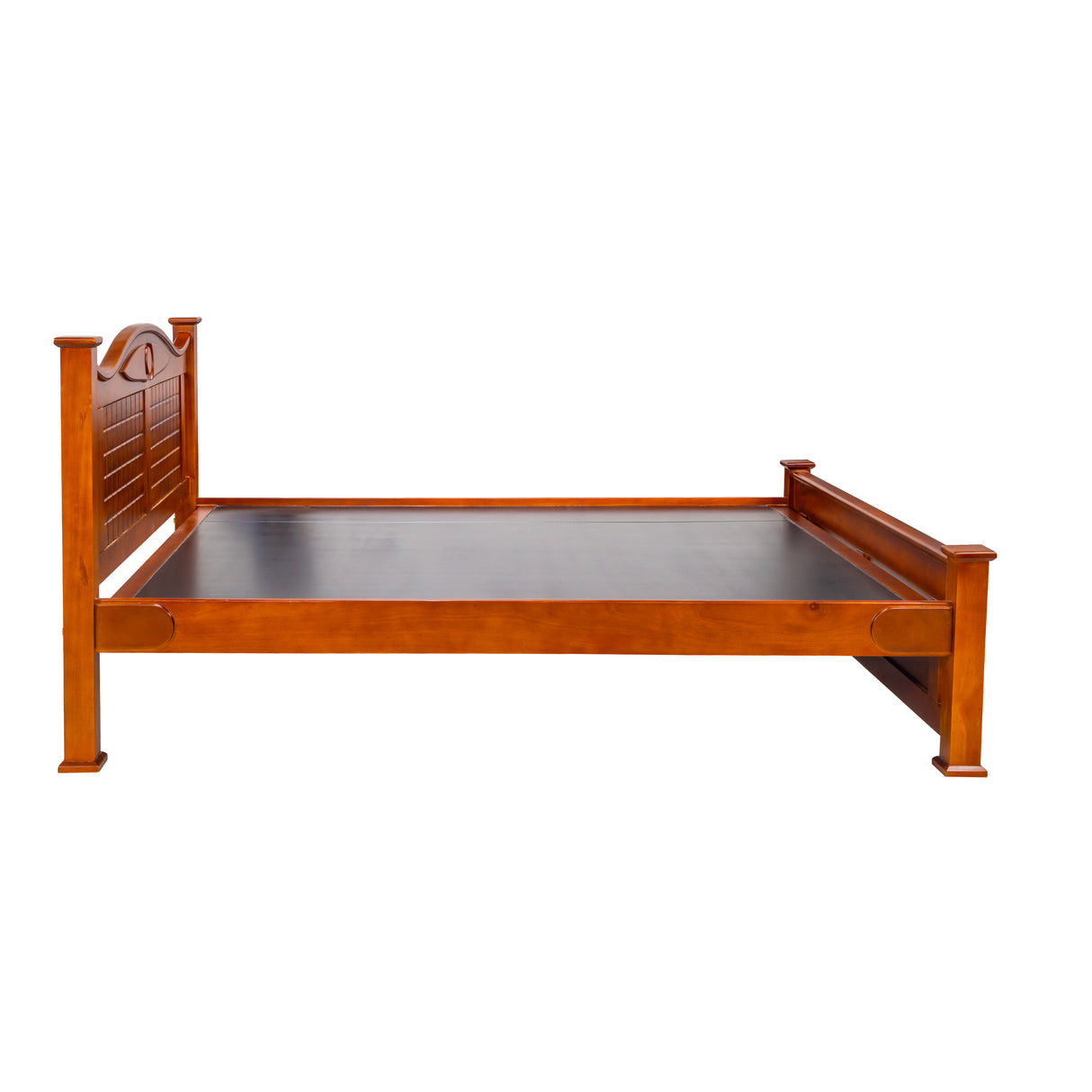 Sofia Pro Stylish Wooden Bed Queen Size - Teak Finish