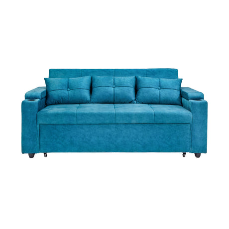 Stockholm Contemporary Fabric Sofa Cum Bed with Adjustable Back - Blue_2