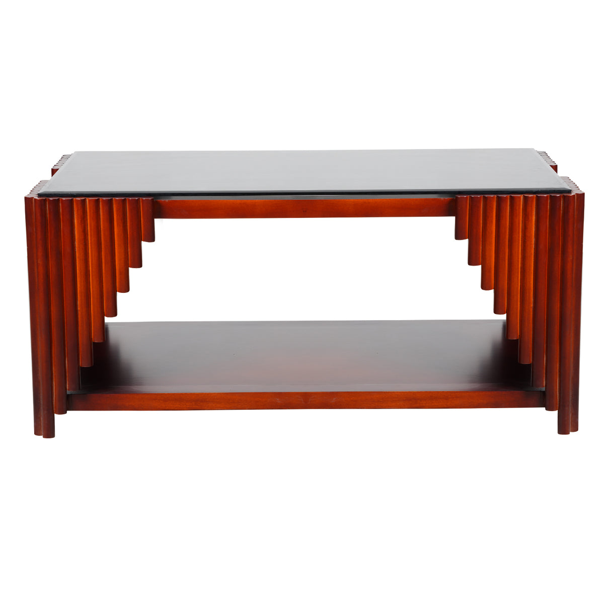 Stow Glass Top Wooden Coffee Table - Light Walnut Finish_2
