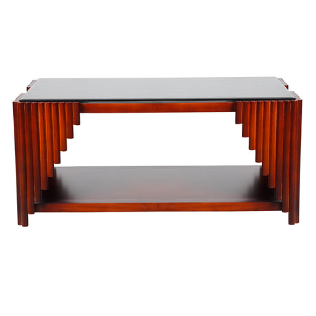 Stow Glass Top Wooden Coffee Table - Light Walnut Finish_2