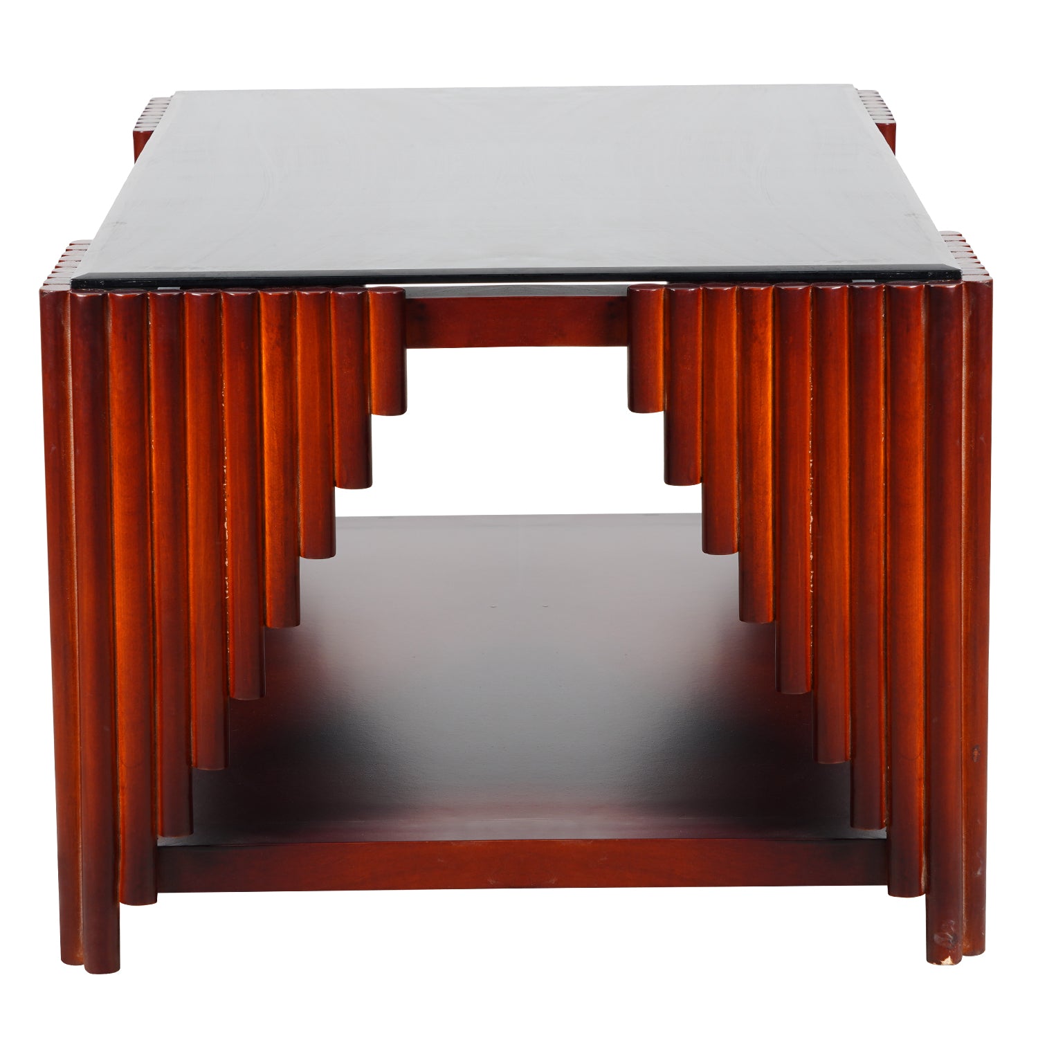 Stow Glass Top Wooden Coffee Table - Light Walnut Finish_3