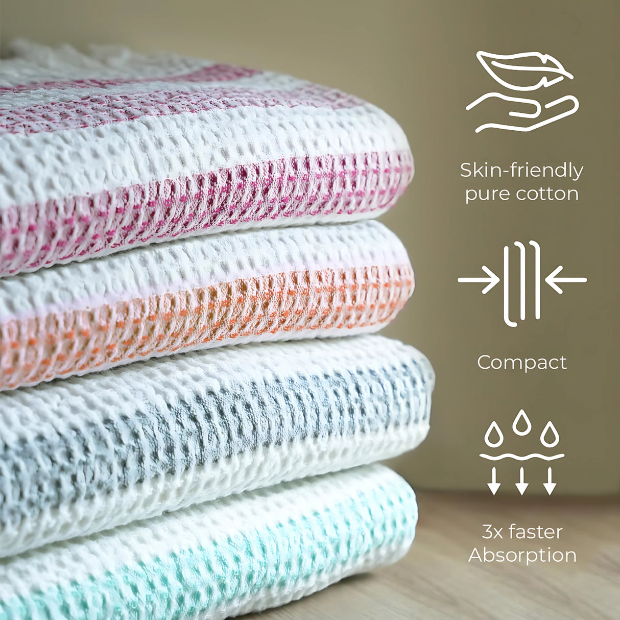 Doctor Towles Stripe Waffle Weave Bath Towel 70 x 140 cm - Orange