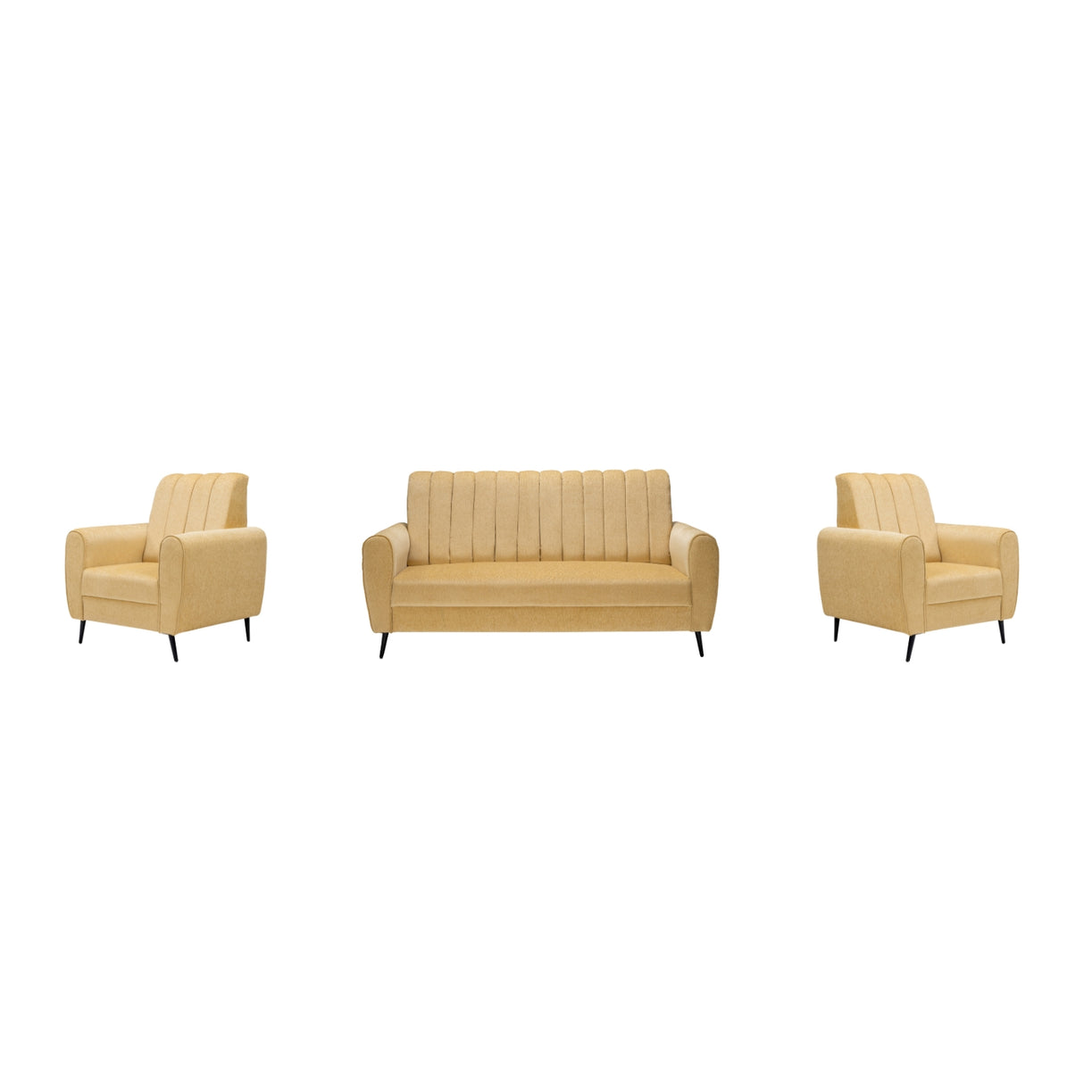 Suez Pro Luxe Striped Fabric Sofa Set (3+1+1 Seater) - Beige