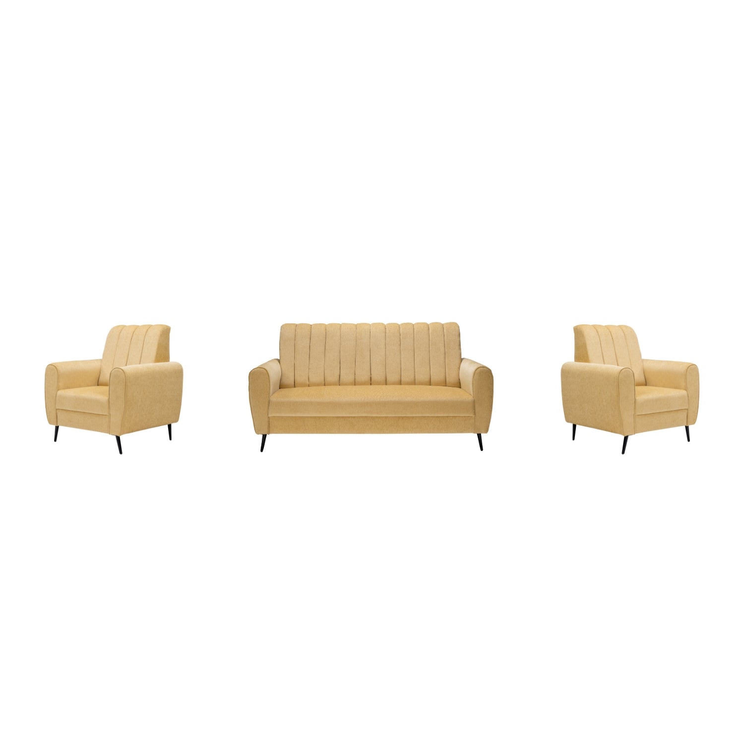 Suez Pro Luxe Striped Fabric Sofa Set (3+1+1 Seater) - Beige