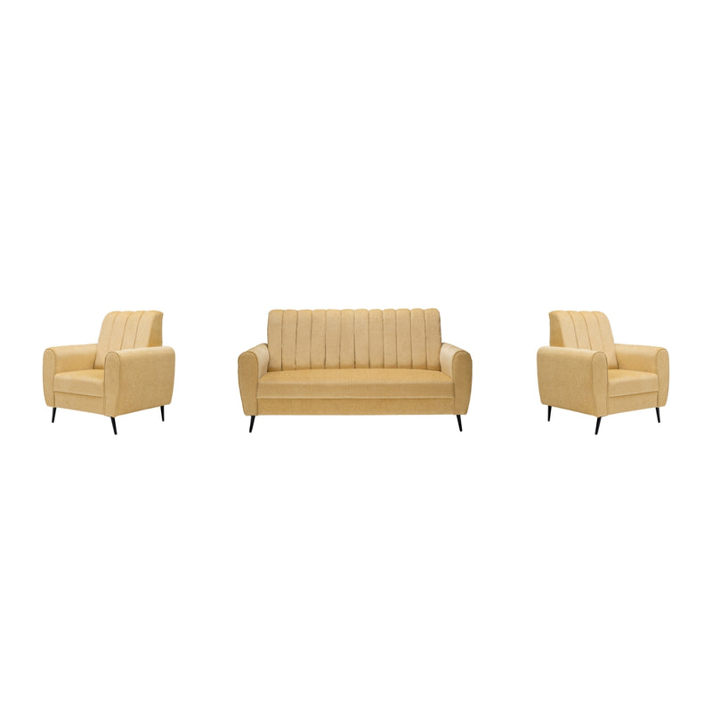 Suez Pro Luxe Striped Fabric Sofa Set (3+1+1 Seater) - Beige