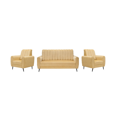 Suez Luxe Striped Fabric Sofa Set (3+1+1-Seater) - Beige_1