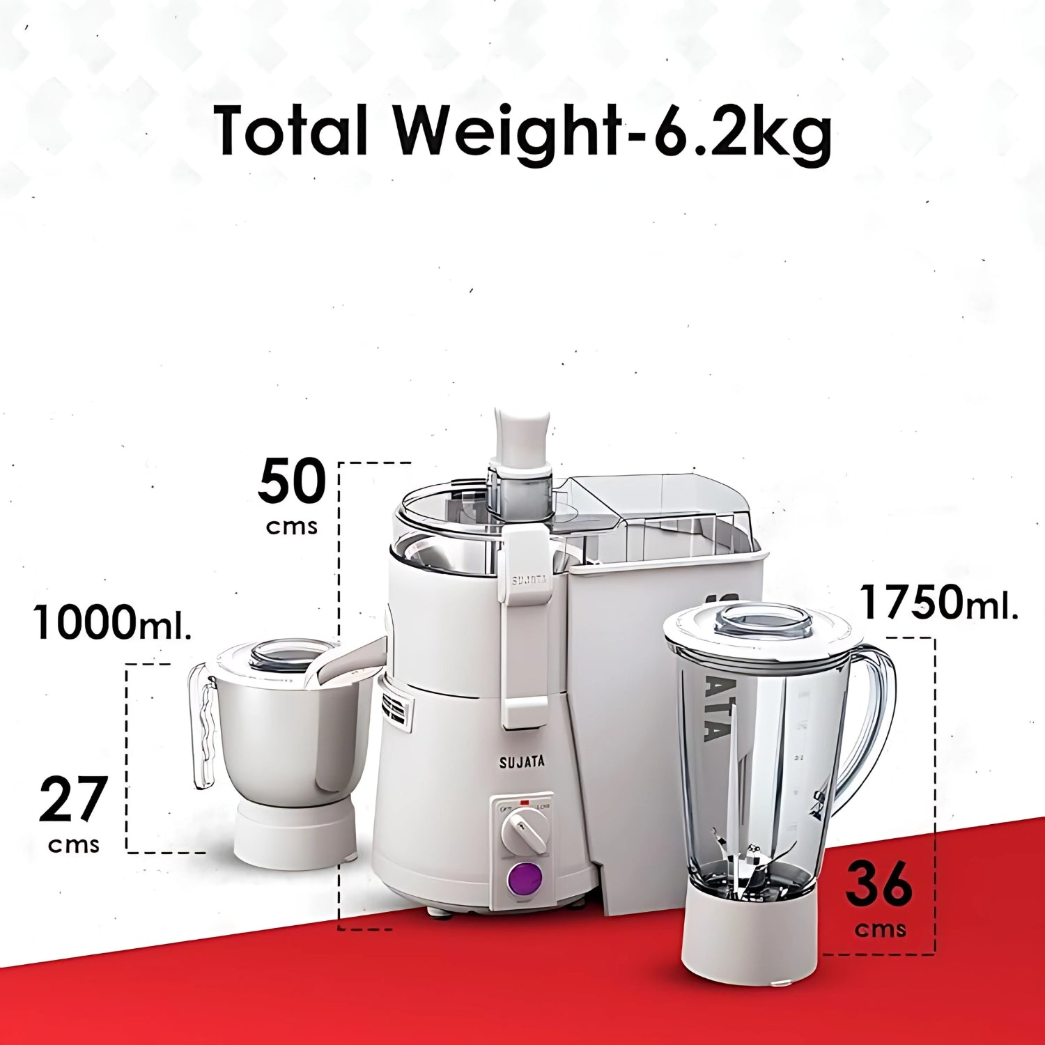 Sujata Powermatic Plus Juicer Mixer Grinder  900 Watts - White_6