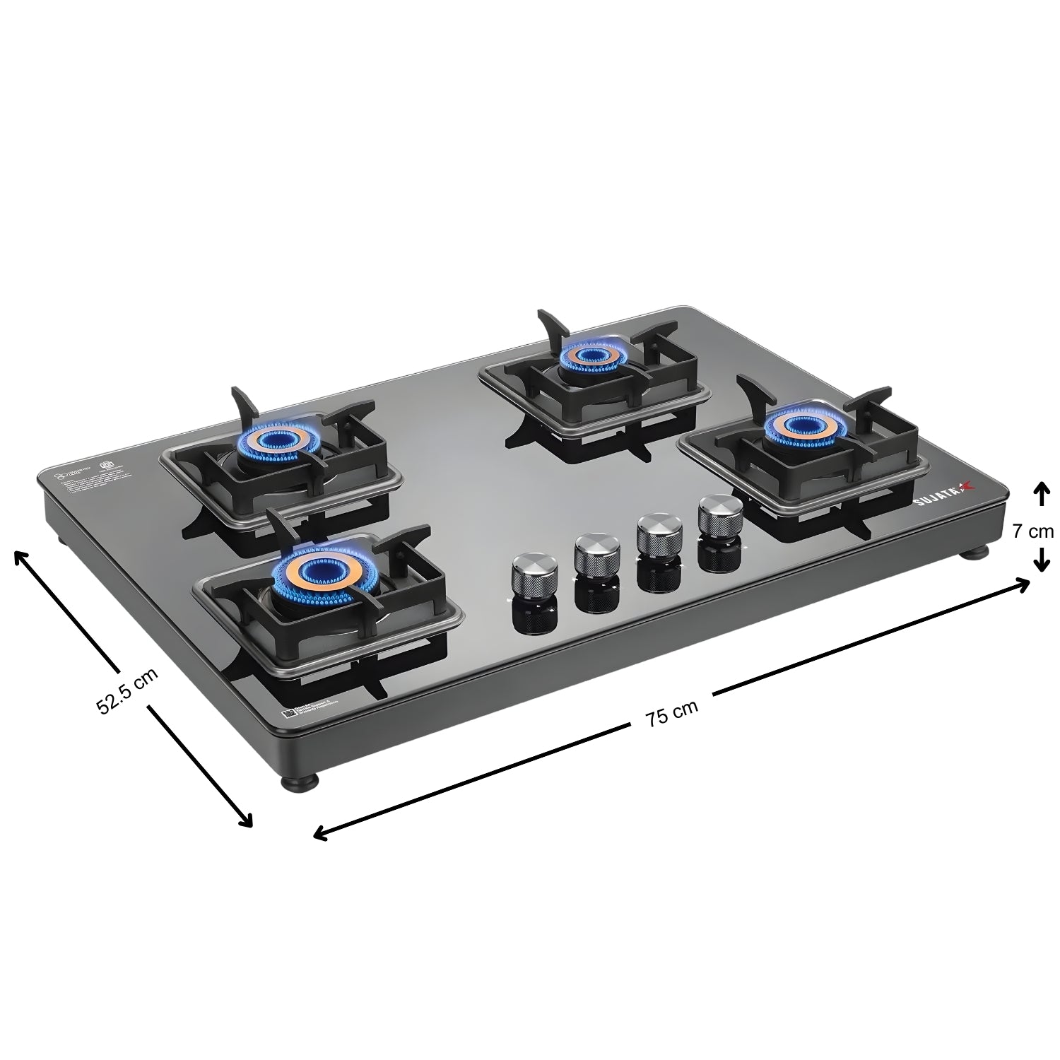 Sujata Premium Cross 4-Burner Cooktop Gas Stove – Black_3