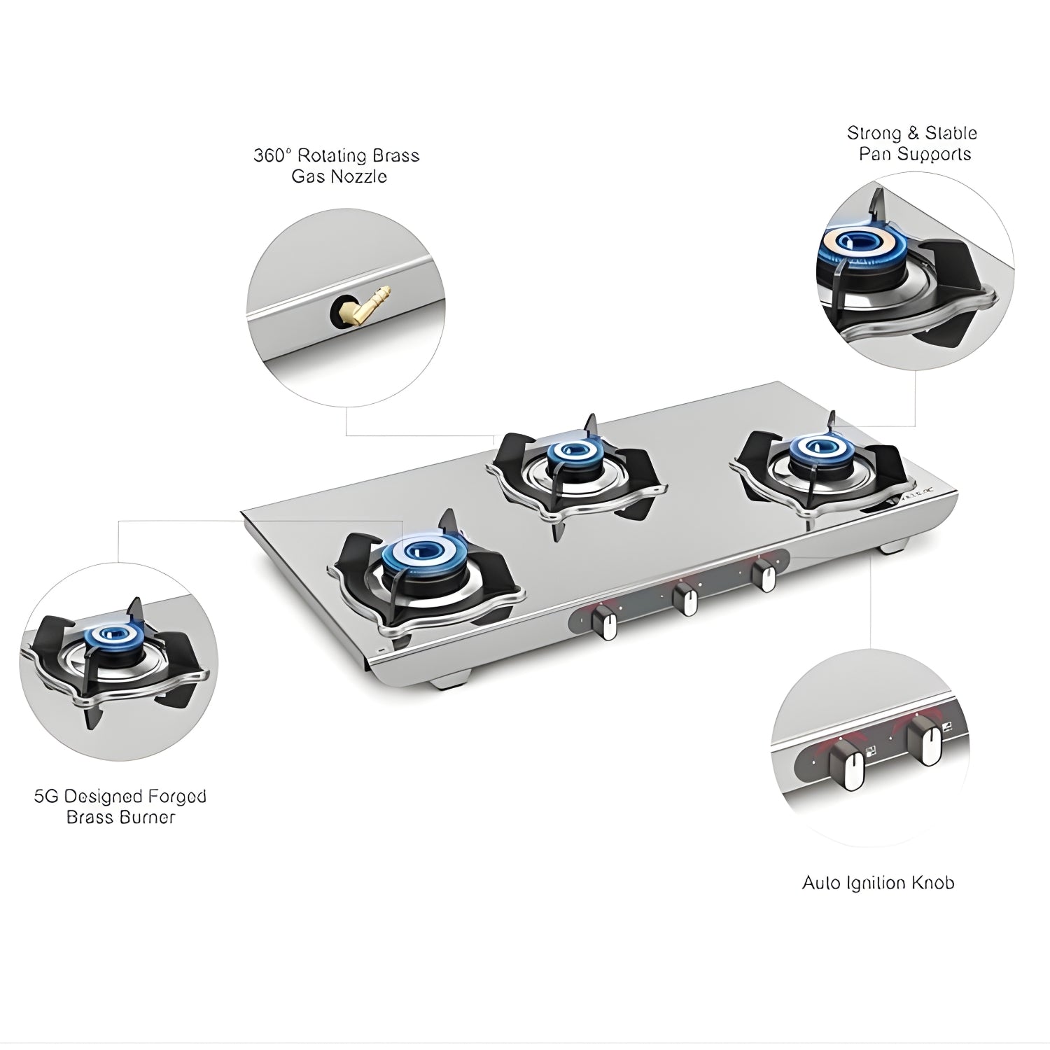 Sujata Sterno 3-Burner Cooktop Stainless steel Gas Stove – Silver_3