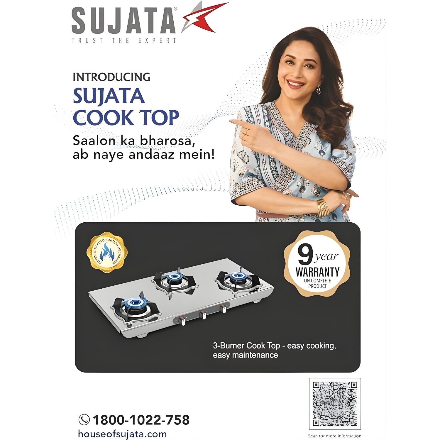 Sujata Sterno 3-Burner Cooktop Stainless steel Gas Stove – Silver_5