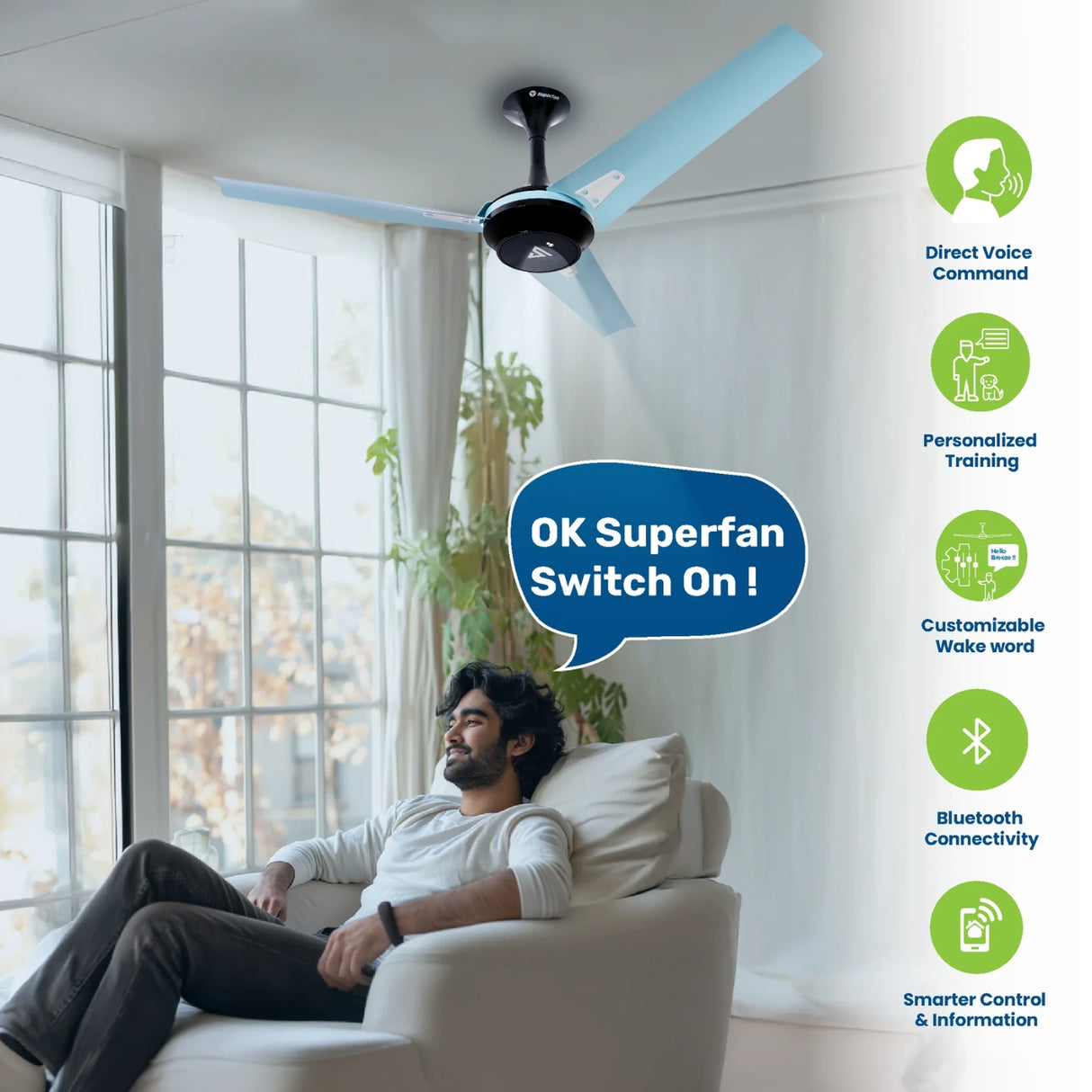 Super Fan My Q Ceiling Fan 48 in - Onxy Marine