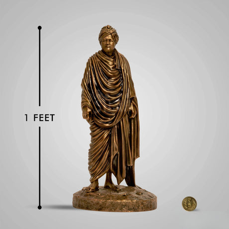 Swami Vivekananda Full Figure 1 Feet  Sculpture - Antique Bronze