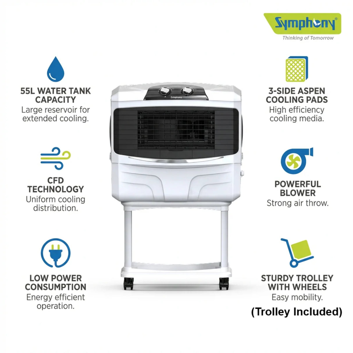 Symphony Sumo 60 Window Air Cooler 55 L - White_3