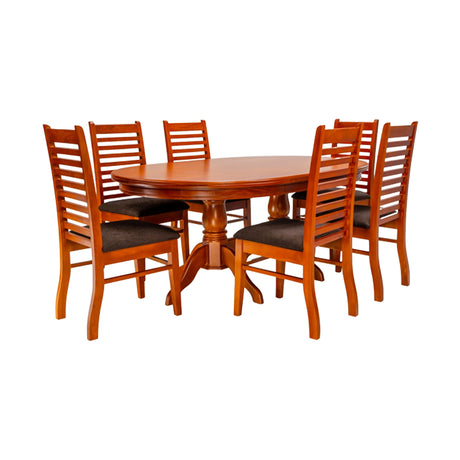 Texas Wooden Top 6-Seater Dining Set - Teak Finish_01