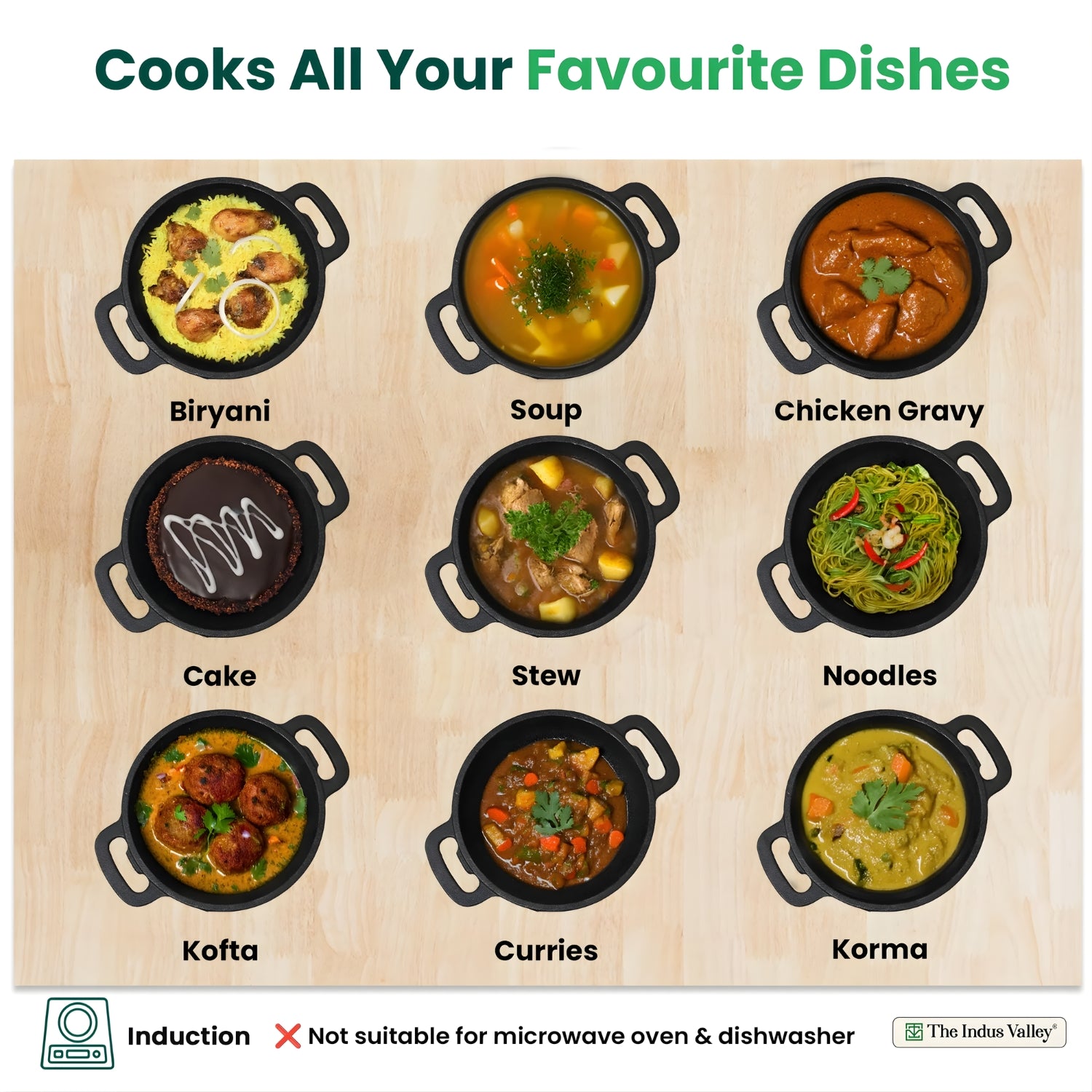 The Indus Valley Cast Iron 2 in 1 Dutch Oven with Lid 5 L - Black_8