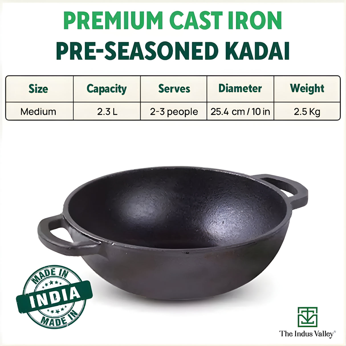 The Indus Valley Cast Iron Deep Kadai 2.3 L – Black_2