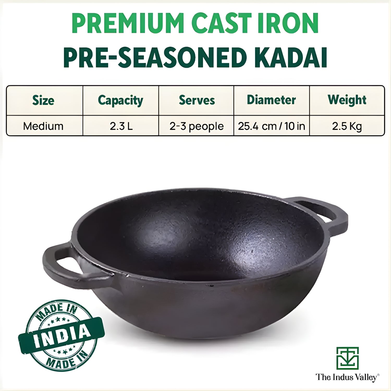 The Indus Valley Cast Iron Deep Kadai 2.3 L – Black_2