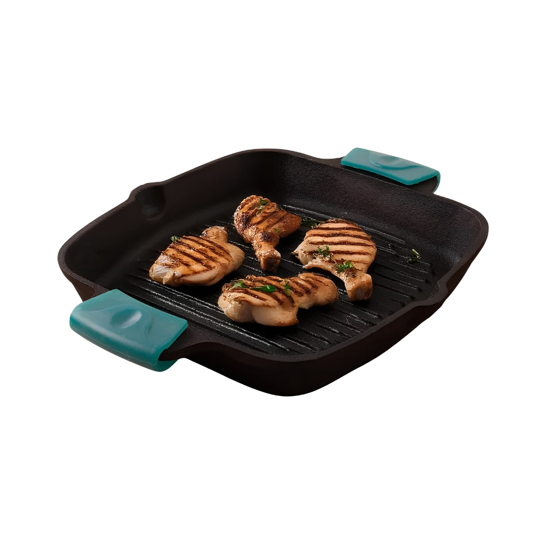 The Indus Valley Cast Iron Grill Pan with Double Handle 26.5 cm - Black