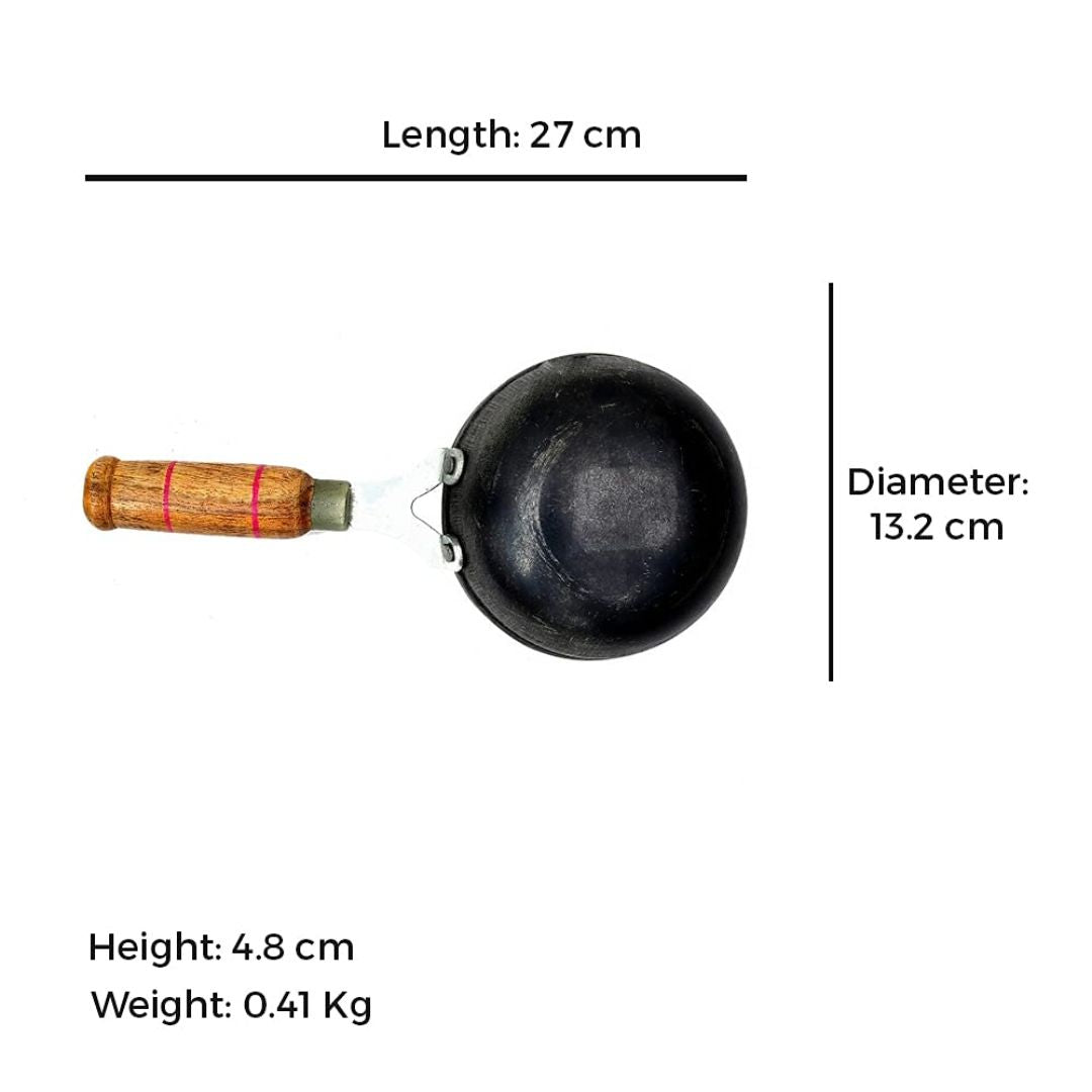 The Indus Valley Cast Iron Pre-Seasoned Tadka Pan 12.7 cm - Black_Dimesions
