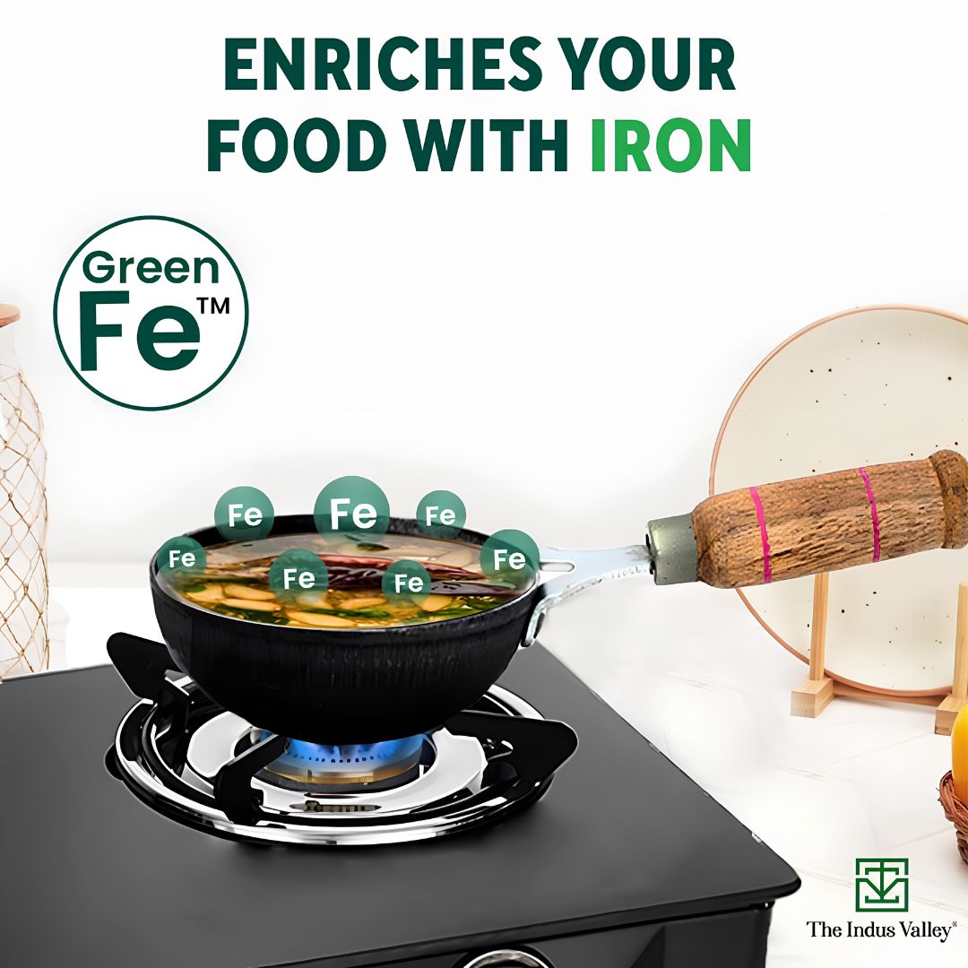 The Indus Valley Cast Iron Pre-Seasoned Tadka Pan 12.7 cm - Black_Features 3