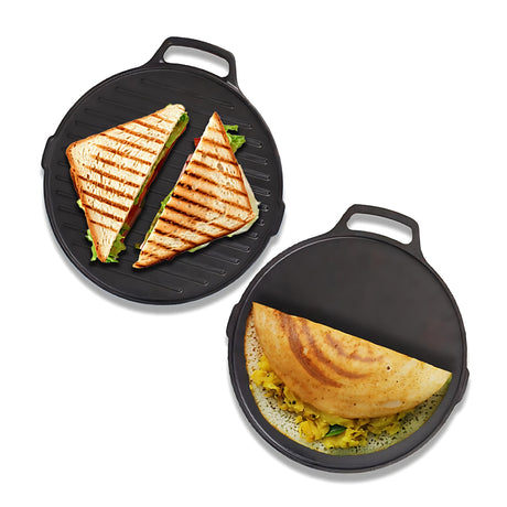 The Indus Valley Cast Iron Round Griddle Grill Pan 26 cm – Black_1