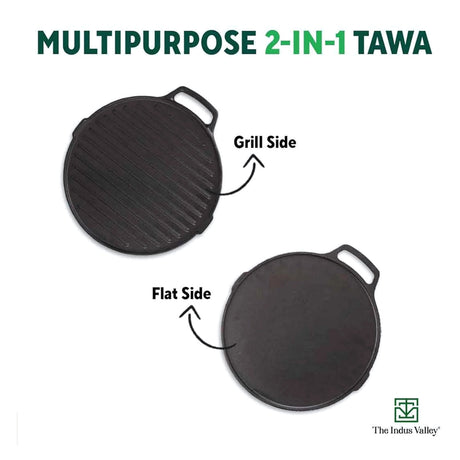 The Indus Valley Cast Iron Round Griddle Grill Pan 26 cm – Black_2