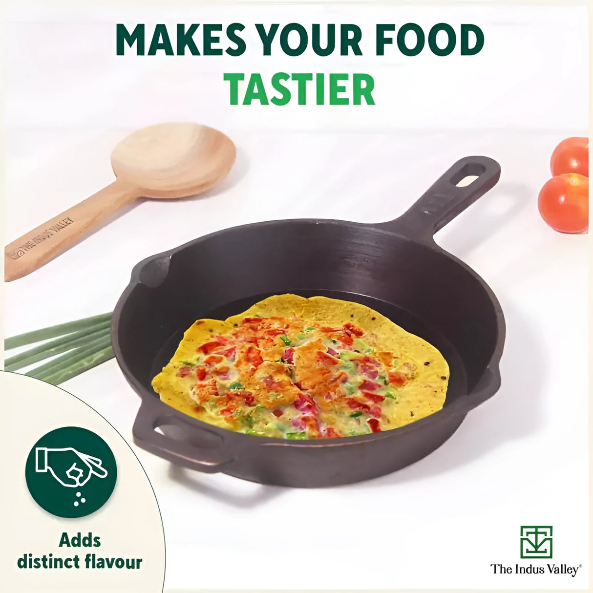 The Indus Valley Cast Iron Skillet Frying Pan 9 Inch \ 1.7 L - Black_4