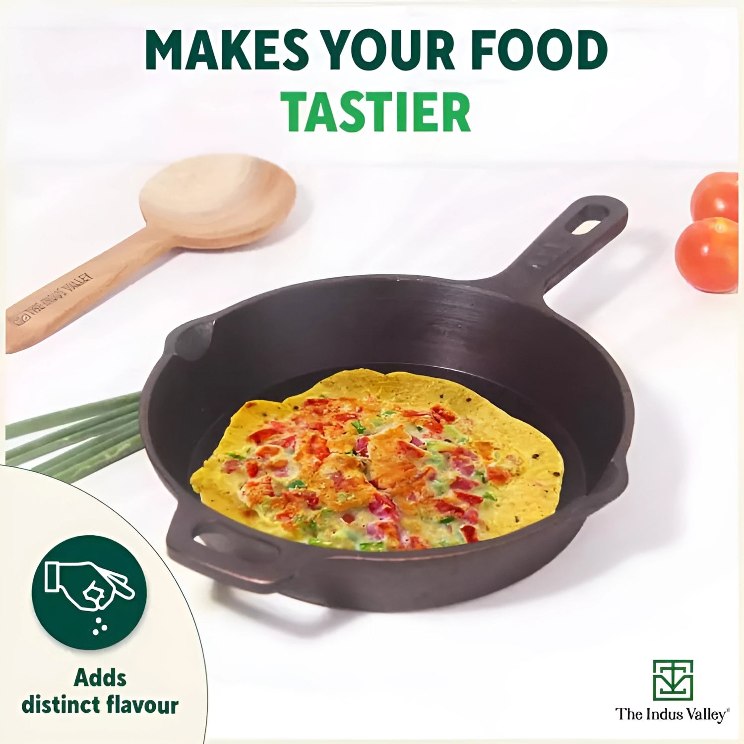 The Indus Valley Cast Iron Skillet Frying Pan 9 Inch \ 1.7 L - Black_4