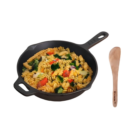 The Indus Valley Cast Iron Skillet Frying Pan 9 Inch \ 1.7 L - Black_Front View