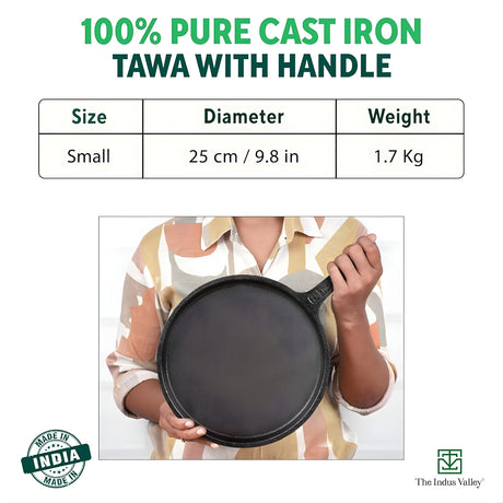 The Indus Valley Cast Iron Tawa with Handle 25 cm – Black_2