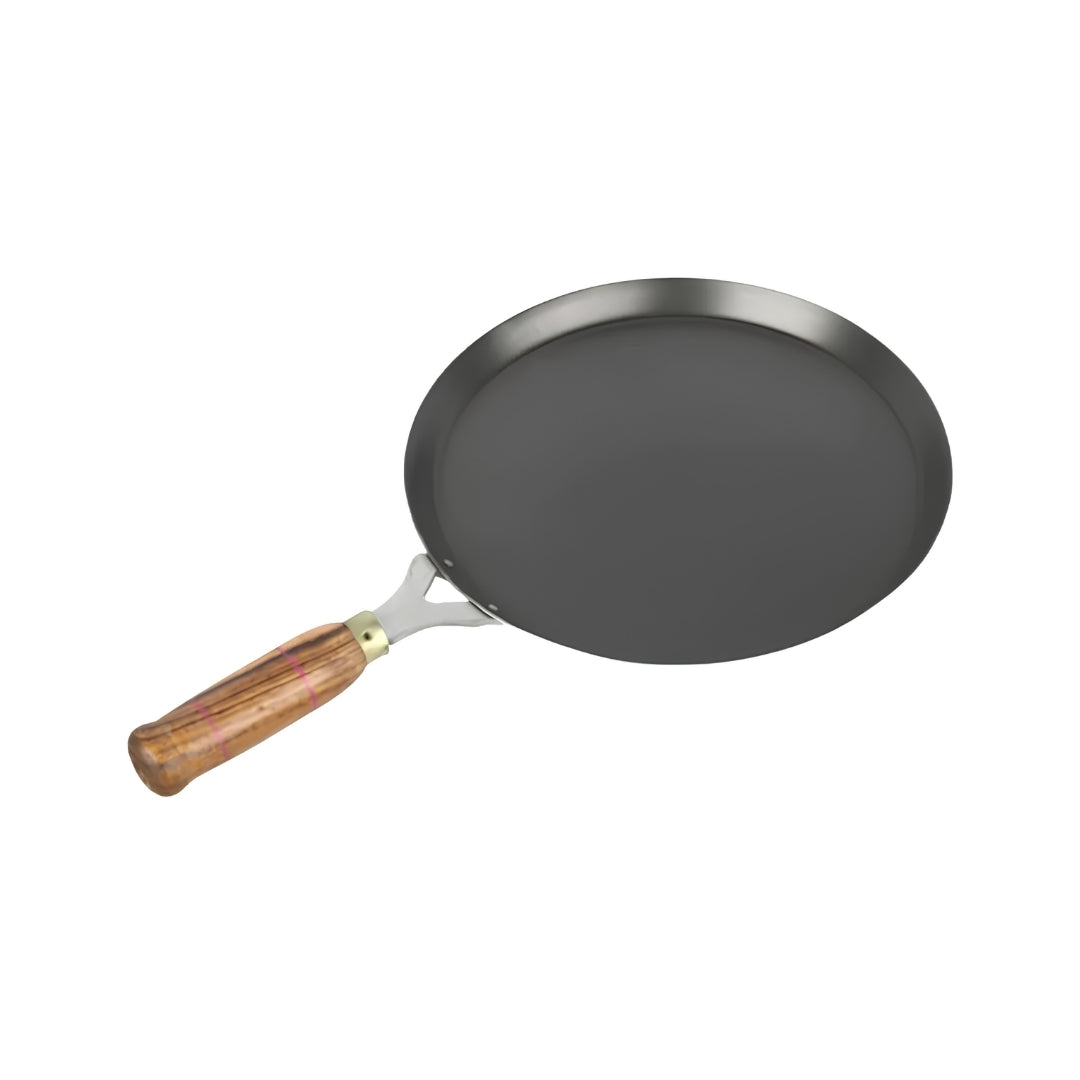 The Indus Valley Natural Cookware Pre-Seasoned Cast Iron Dosa Tawa 25.8 cm - Black_Front View1