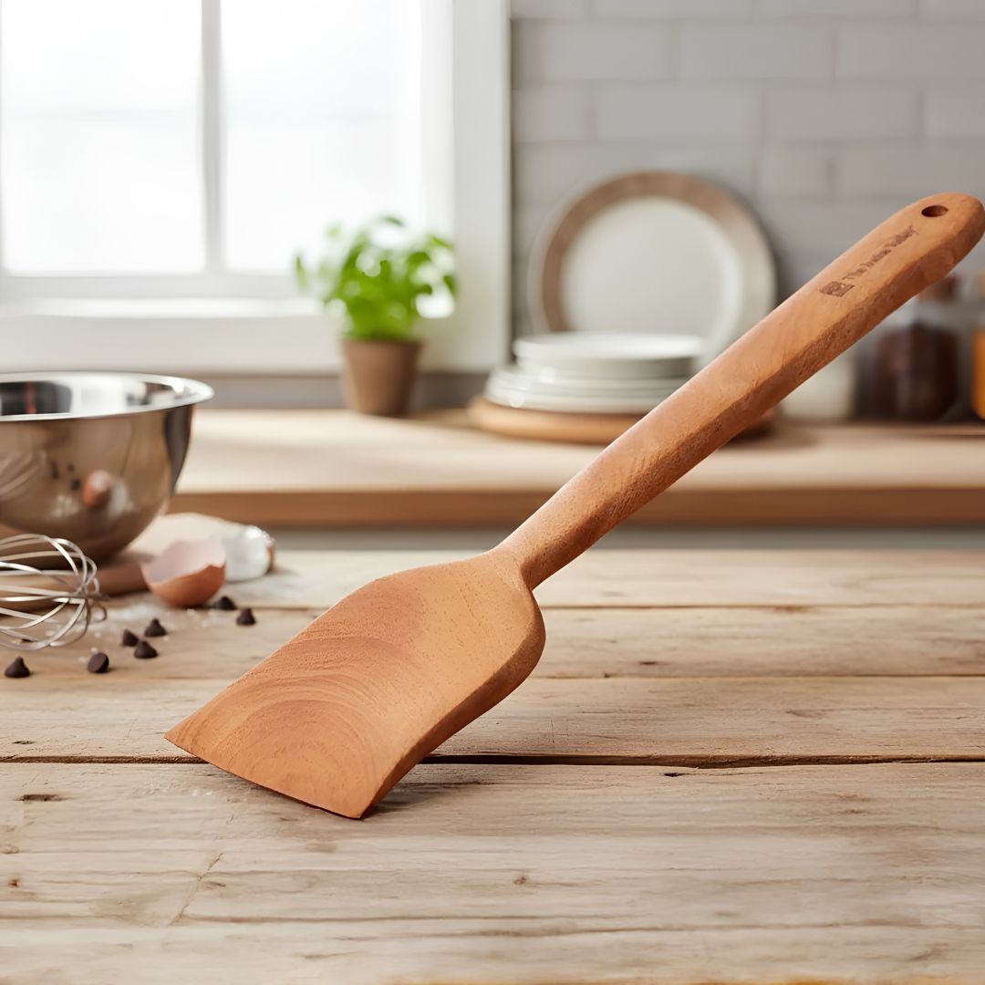 The Indus Valley Neem Wood Cooking Spoon Large Flip 37.7 cm_Side View