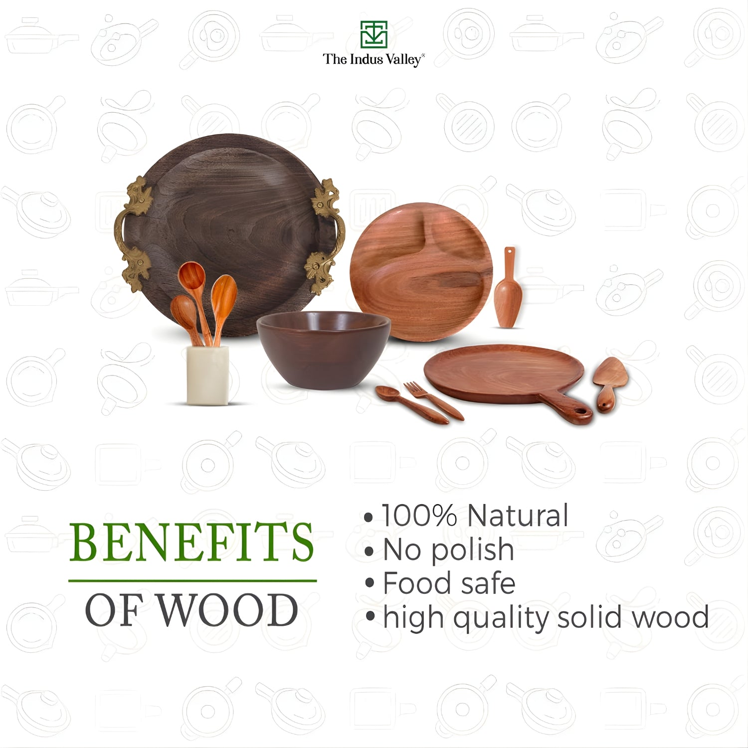 The Indus Valley Neem Woode Round Spoon Handmade 30 cm_3