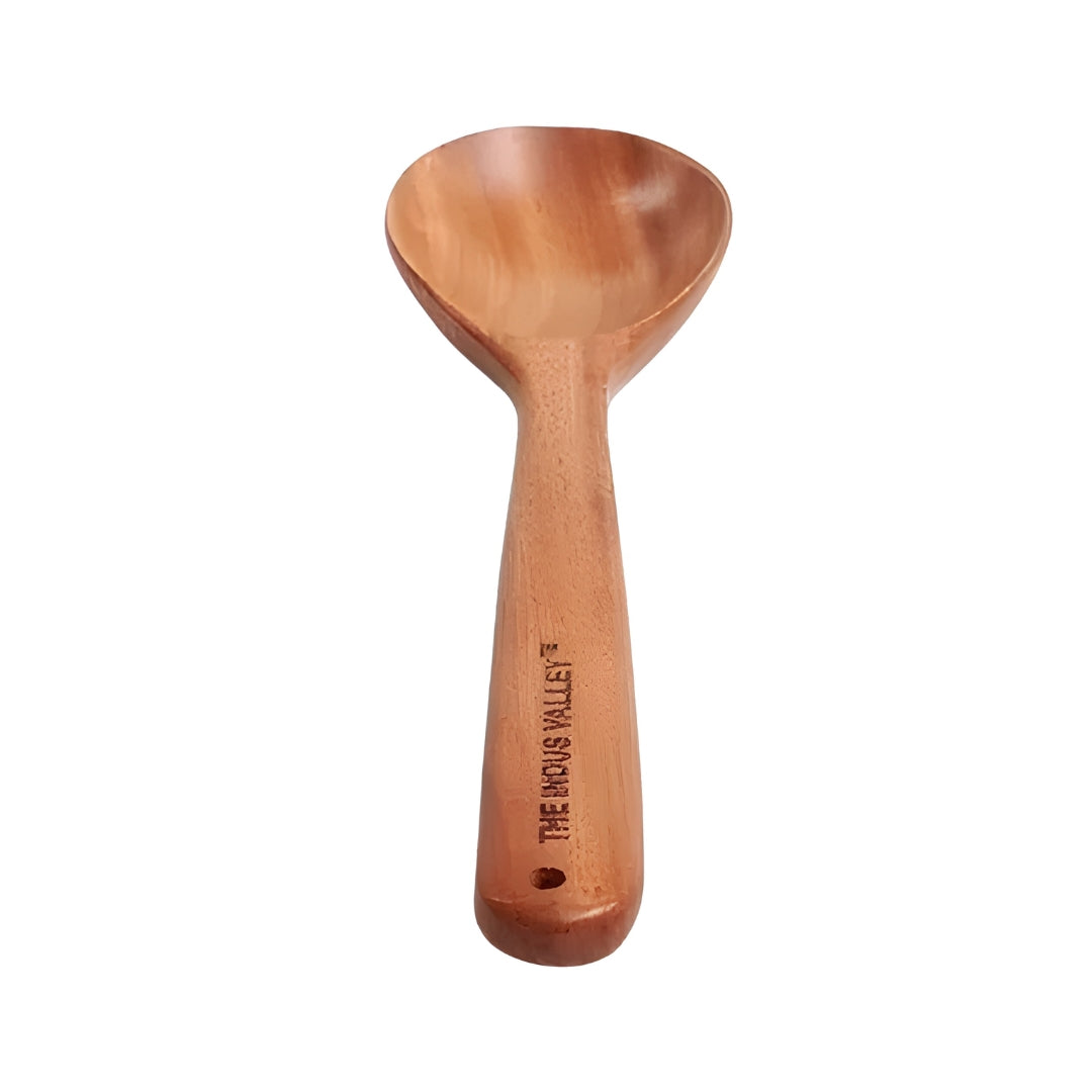 The Indus Valley Neem Woode Stir Oval Cooking Spoon Handmade 30 cm_Front View
