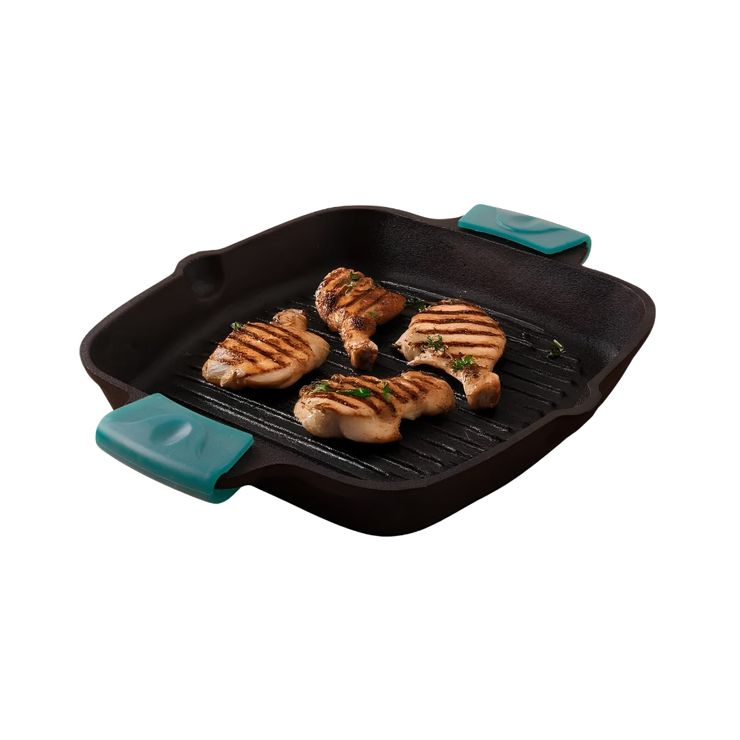 The Indus Valley Pre-Seasoned Cast Iron Grill Pan 26.5 cm - Black